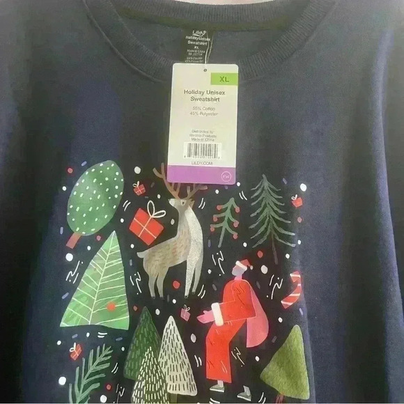 Holiday Unisex Sweatshirt size XL NWT in navy - Picture 5 of 9